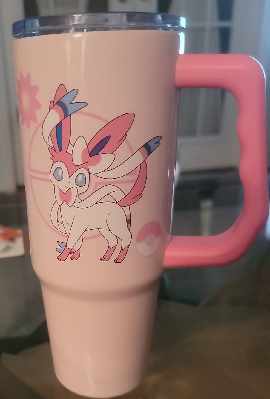 Sylveon Pokémon 30 oz Stainless Steel Tumbler with Lid No Straw Cute Anime Cup
